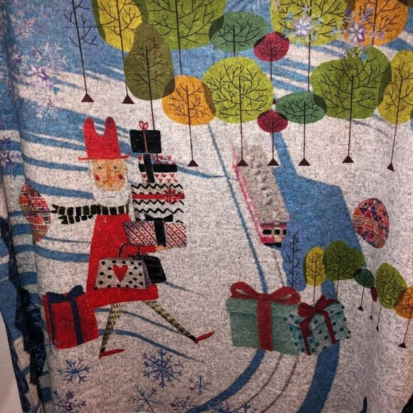 Et Lois Womens 2X Santa Claus Holiday Christmas 3/4 Sleeve Top T Shirt Tee USA - Picture 5 of 8